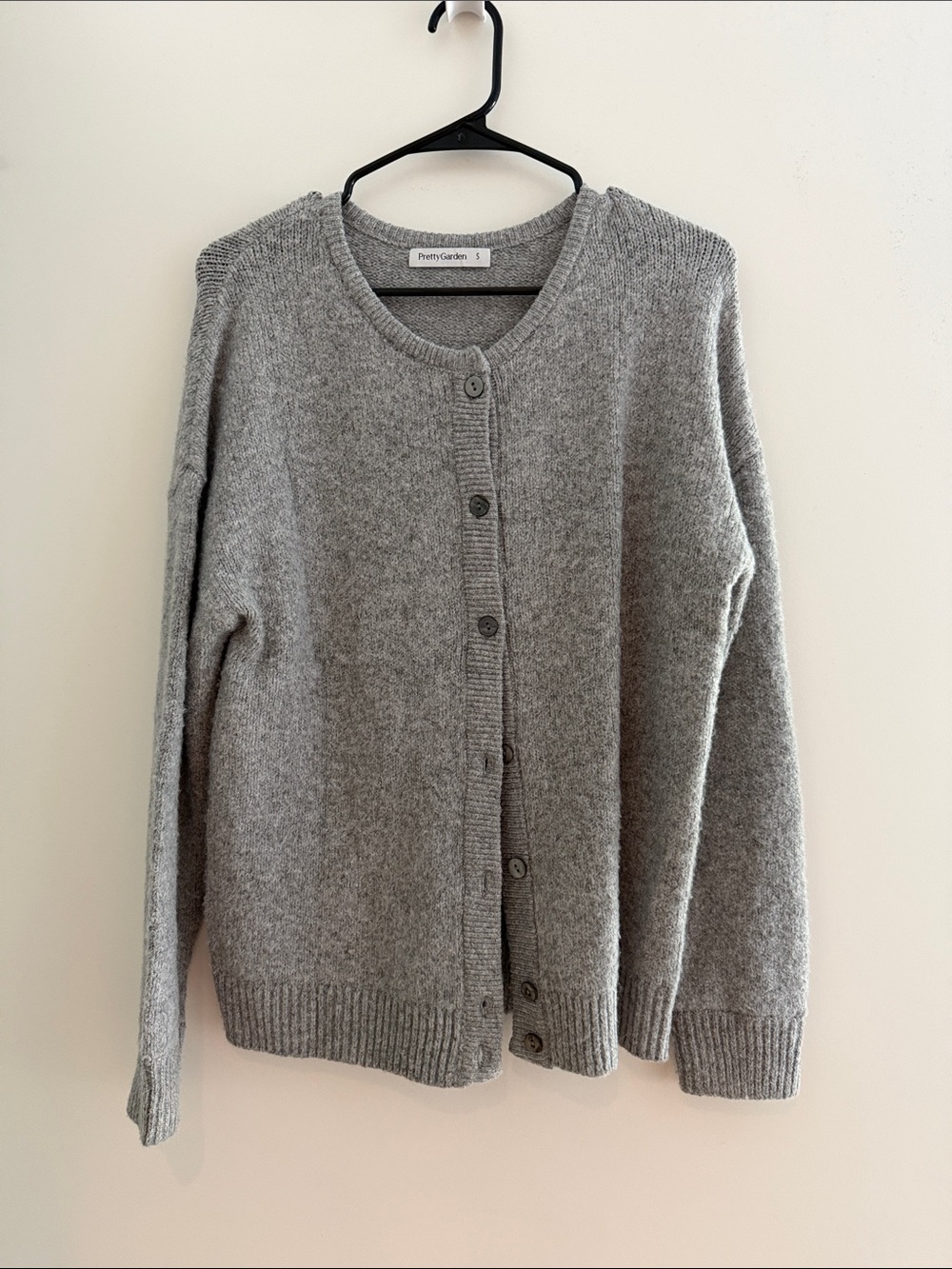 Women's Grey Button-Up Knit Cardigan